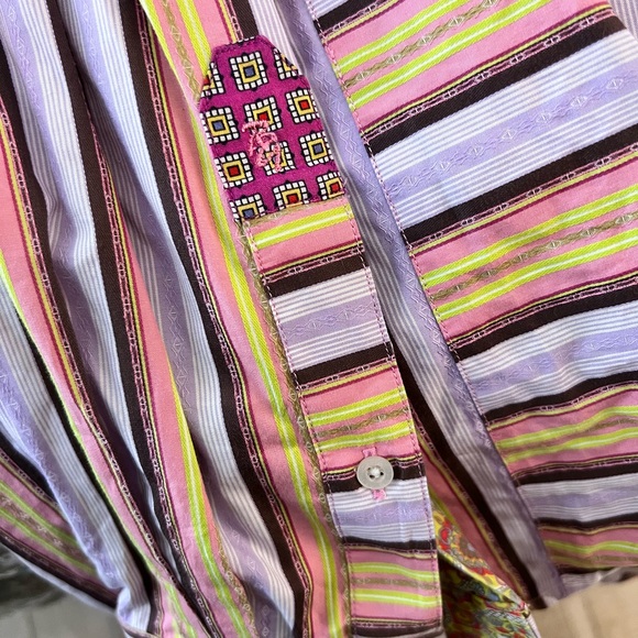 Robert Graham Mens Sz XL Striped Long Sleeve Shirt Contrast Cuffs Multicolor - Picture 11 of 15